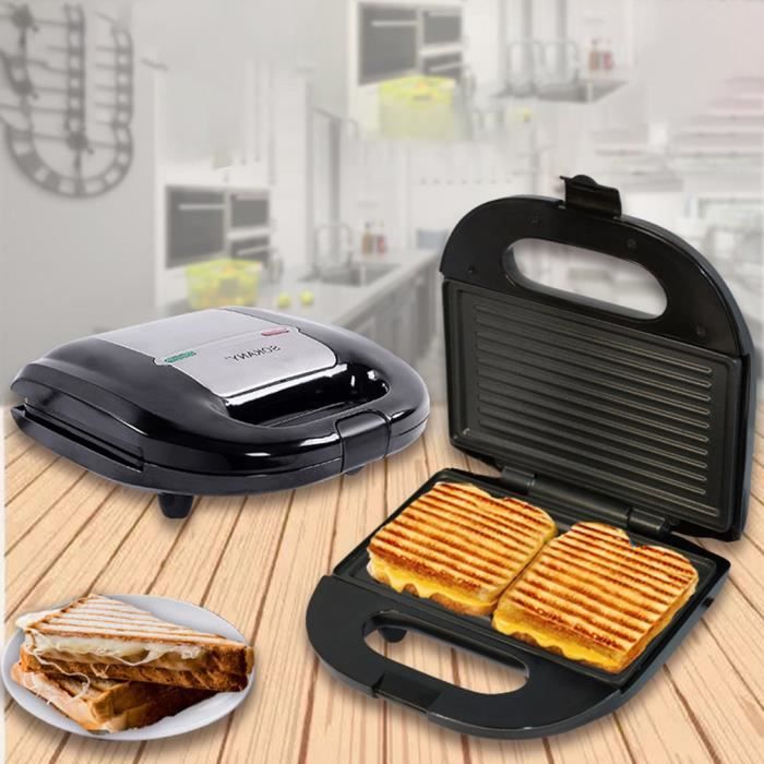 750W Gril Et Sandwich Maker,Fabricant De Muffins Petit Déjeuner,Chauffage Double Face,Revêtement Antiadhésif Facile À Nettoyer
