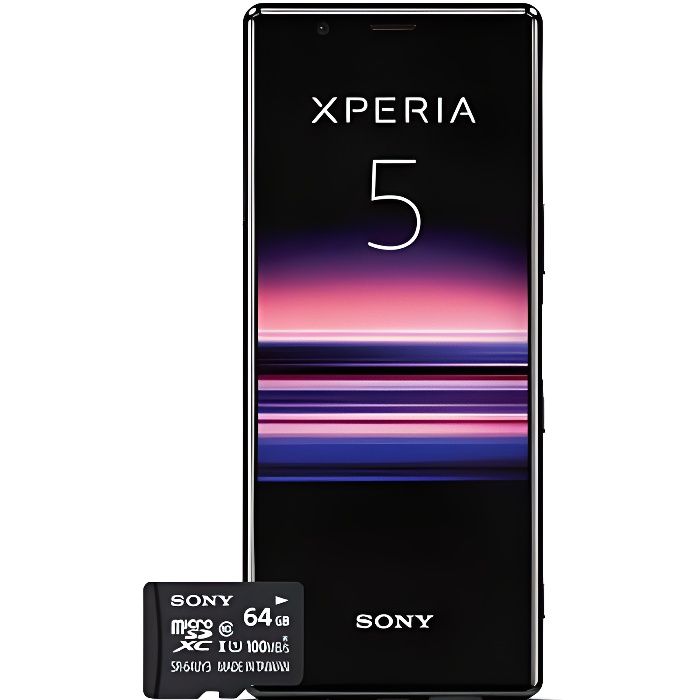 Smartphone SONY Xperia 5 Téléphone Portable Ecran FHD+ HDR OLED 21:9 6,1 Pouces 128 Go De Stockage 6Go De RAM - Carte Mémoire 64GO