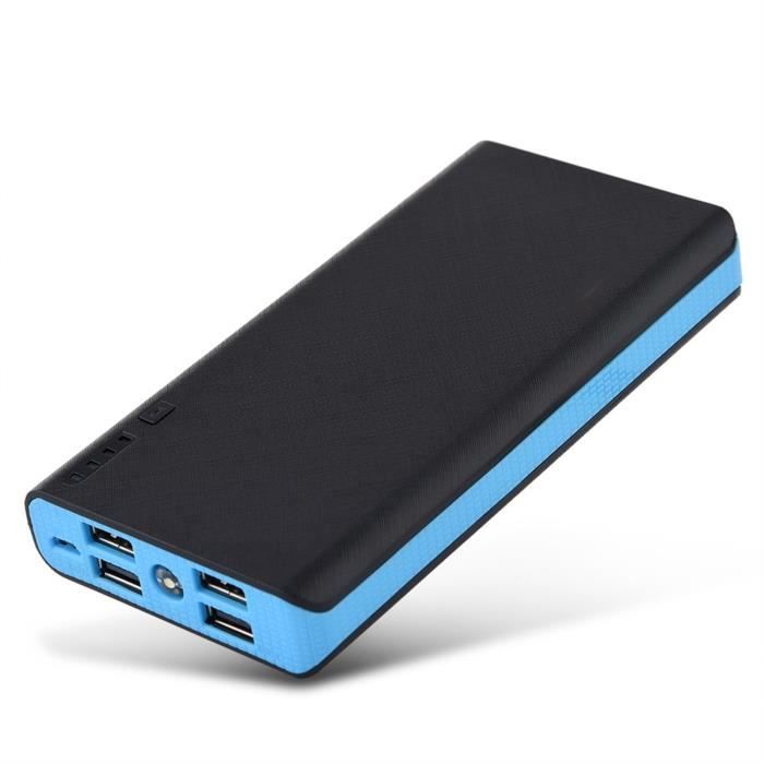 TMISHION boîte de coque de banque de puissance 20000mAh Ultra-Large Capacité 4 Sorties USB Charge Rapide Mobile Power Bank Case