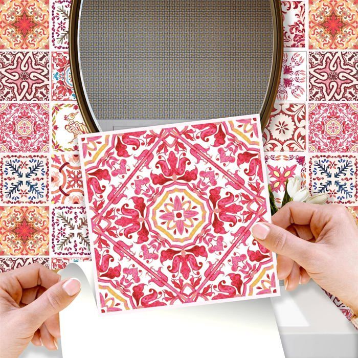 Stickers Carrelage Adhésifs - 24 Pièces 15x15 Cm - Style Vintage Vert Antique - Pour Cuisine & Salle De Bain