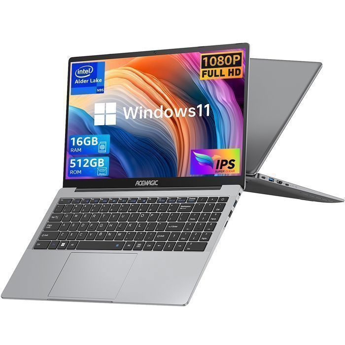 PC Portable – ACEMAGIC – 15.6 FHD 16GB DDR4 512GB SSD – Intel Quad-Core 12th Alder Lake N97 (Up to 3.6GHz) – Windows 11