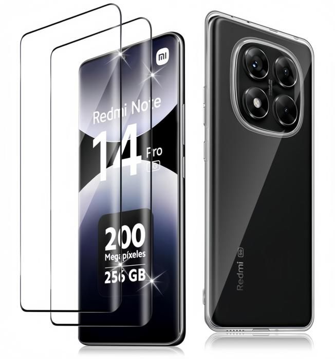 Kit Protection Xiaomi Redmi Note 14 5G : Coque Silicone Transparente + 2 Verres Trempés