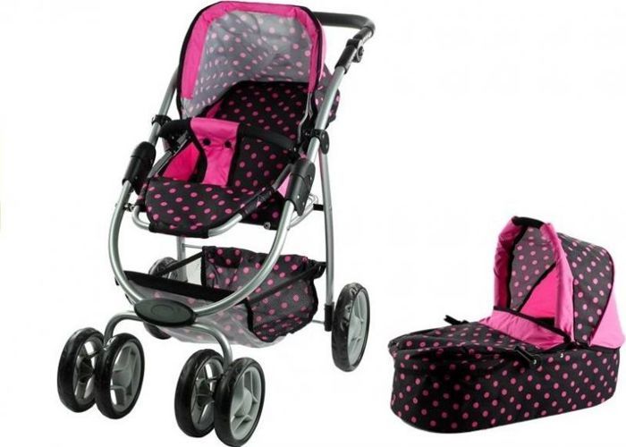 Poussette de poupée - LEAN SPORT - 3810 - 2 en 1 - Couleur Noir - Pour enfants à partir de 3 ans