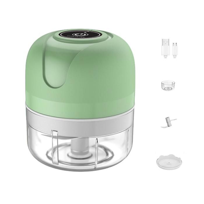 Broyeur daliments Fournitures de cuisine Hachoir à ail Outils 2 couleurs Sans fil 100 ml Vert Électrique Mini Blanc
