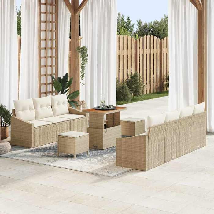 vidaXL Ensemble de canapé de jardin et Crème 80 x 80 x 71 cm - vue 7