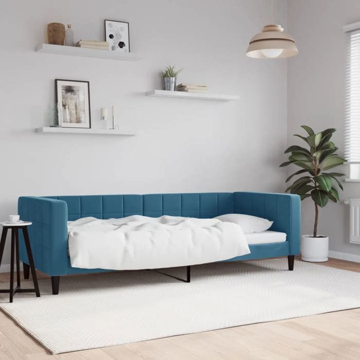 Lit journée/Lit de repos/1 place - Intemporel - bleu 80x200 cm veloursCdiscount2025 FAFA 6100553