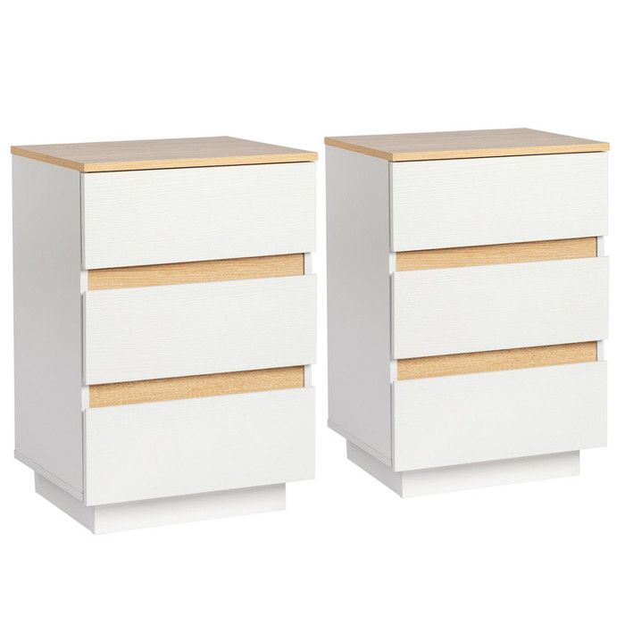 Table de Chevet Lot de 2 avec 3 Tiroirs Table dappoint Meuble de Nuit Commode de Nuit 38x32x40cm Blanc Table de Chevet Lot de 2 avec 3 Tiroirs Table dappoint Meuble de Nuit Commode de Nuit 38x32x40cm Blanc