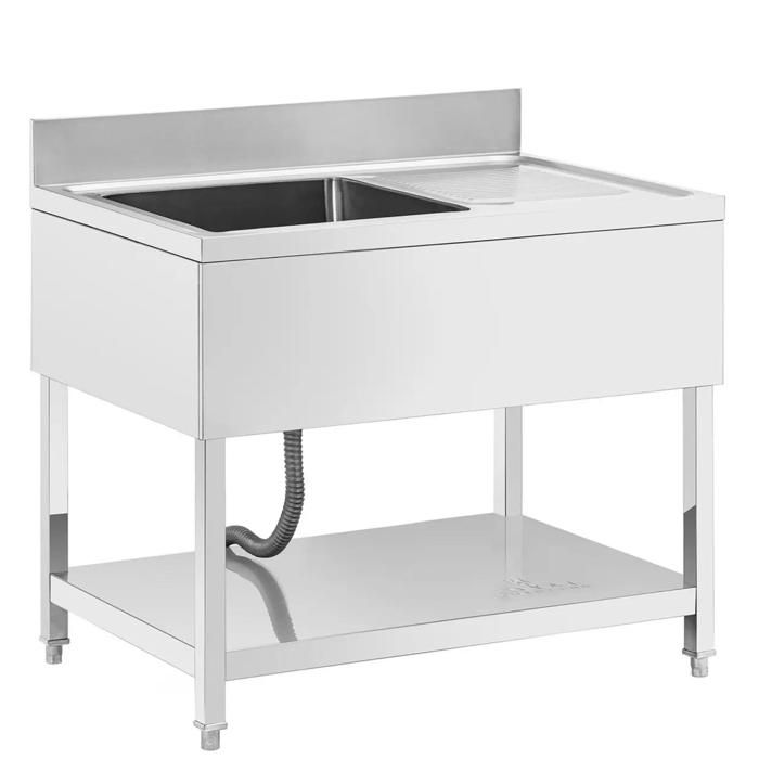 Plonge inox professionnel 1 évier 100 x 70 x 97 cm acier inoxydable argenté 14_0009560