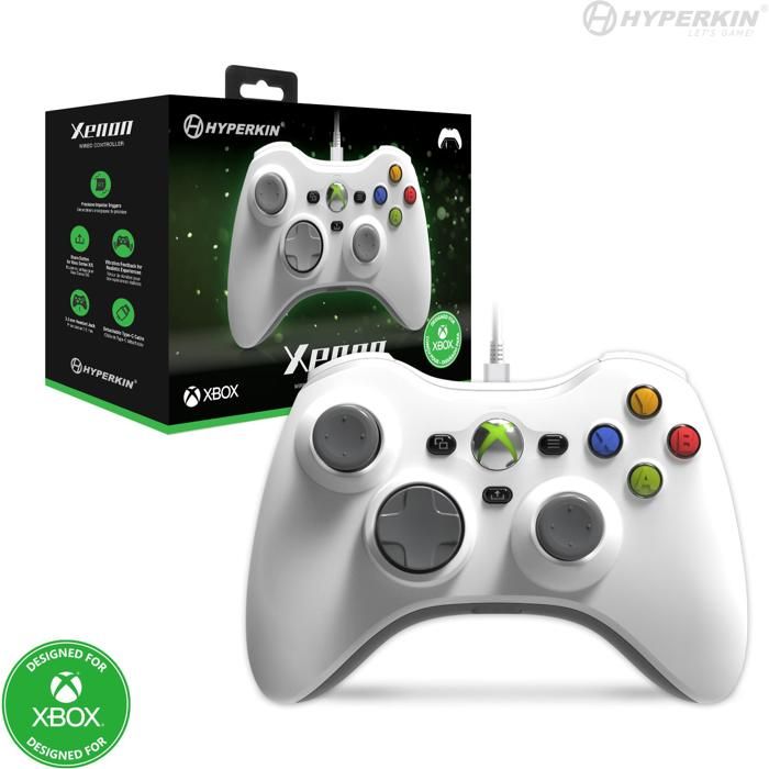 Manette de jeu - HYPERKIN - Hyperkin Xenon - Filaire - USB-C - Vibration - Blanc