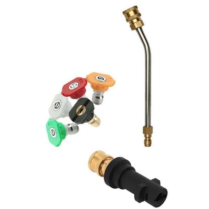 Adaptateur de Nettoyeur Haute Pression pour Voiture Lance dExtension à 30 Degrés 5 Embouts de Buse pour Karcher ODIPIE