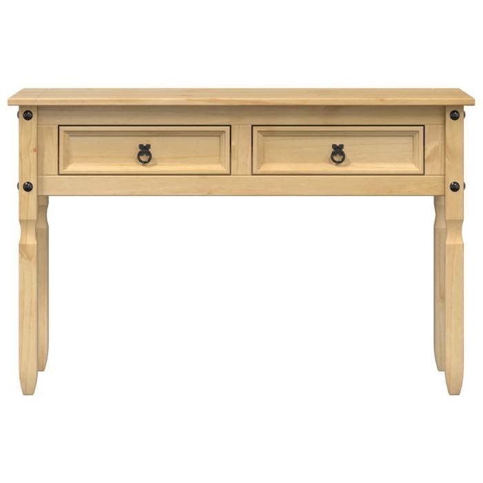 Table console en bois de pin massif - vidaXL - 115x46x73 cm - Brun - Finition cire de miel - Capacité 75 kg - 2 tiroirs