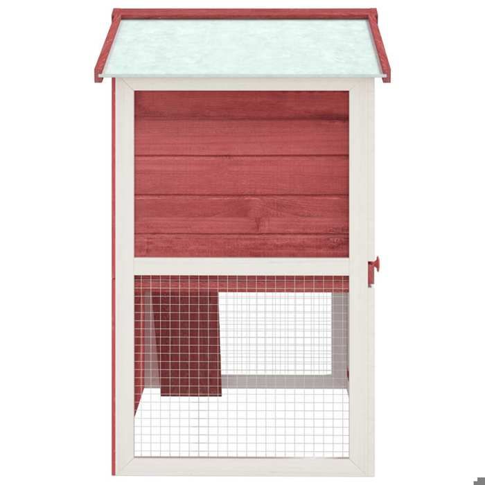 Clapier dextérieur en bois - WIENS - 3 portes - Rouge - 94x60x98 cm - Bois de sapin massif - Treillis métallique