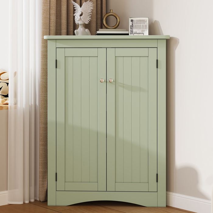 Colonne de salle de bain Armoire 2 portes 3 étagères 61.5x45x90 cm Meuble-lavabo pour salle de bain cuisine et salon Vert