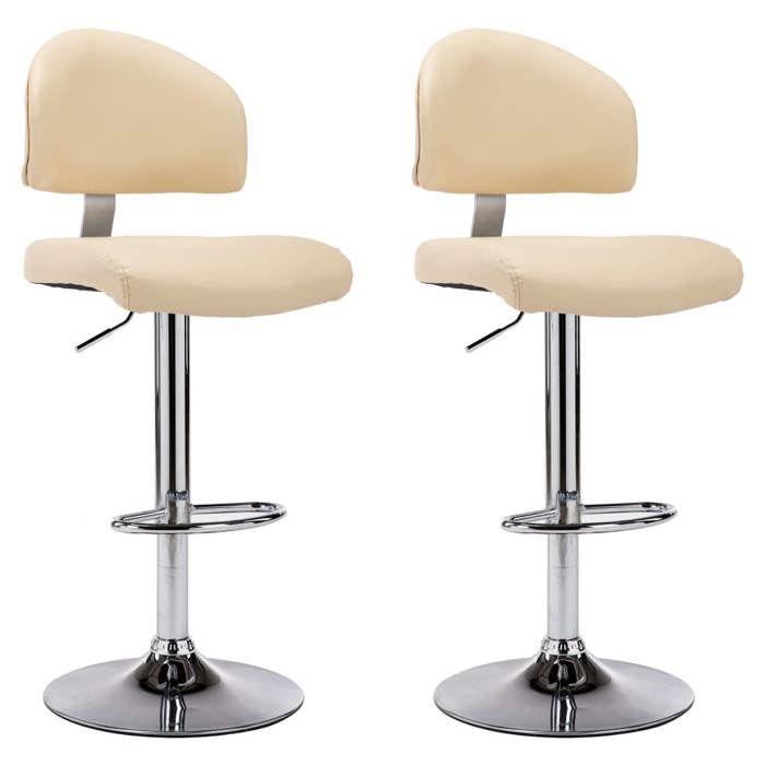 NEUF 2026 CHIC Chaises de bar SWEETY Tabourets HAUTE Set de 2 crème similicuir 43x47x(98-119) cm CCC1304