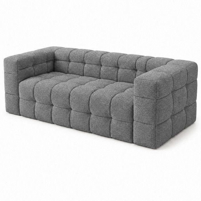 Wevalley Canapé 2 Places Chenille Gris au Sol - Mousse à Mémoire de Forme - Canapé Fixe Confortable sans Assemblage