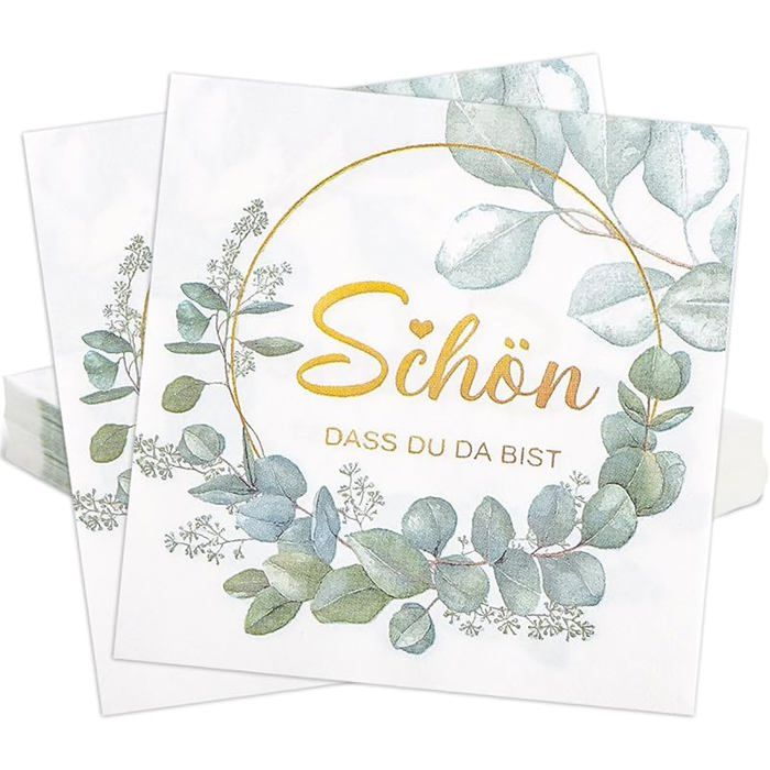 Lot de 40 « Schön dass Du Da Bist » En eucalyptus Pour mariage anniversaire Schön Dass Du Da Bist
