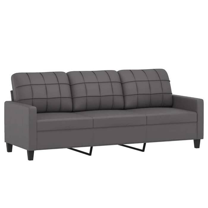 SOFA-Canapé salon - 3 places - (par siège) : 110 kg - oreillers - décoratifs - gris 180cm similicuir C4197