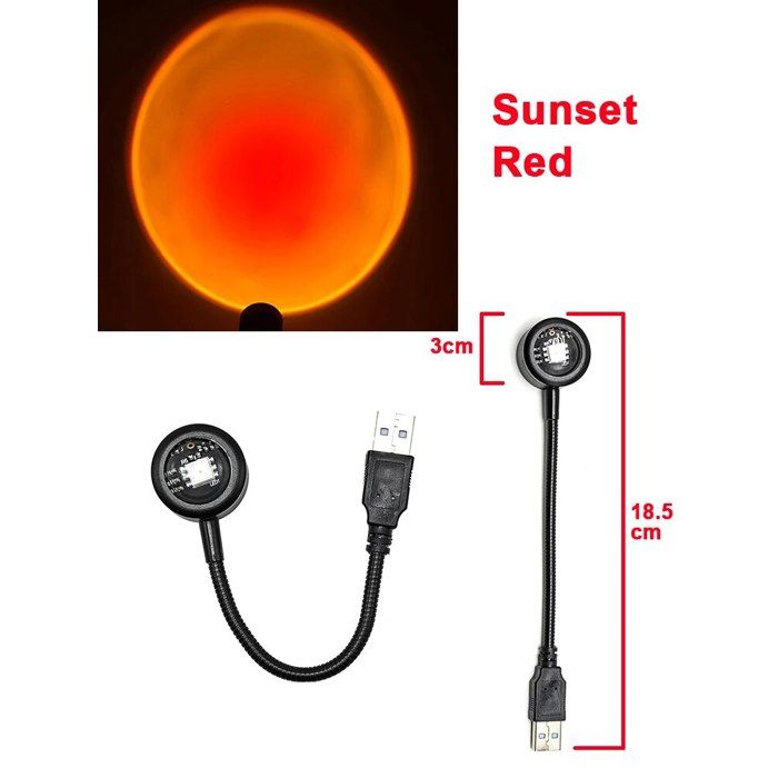 USB coucher de soleil humeur lampe projecteur Led néon veilleuse pour salon décor chambre fond photographie mur atmosphère-Rouge