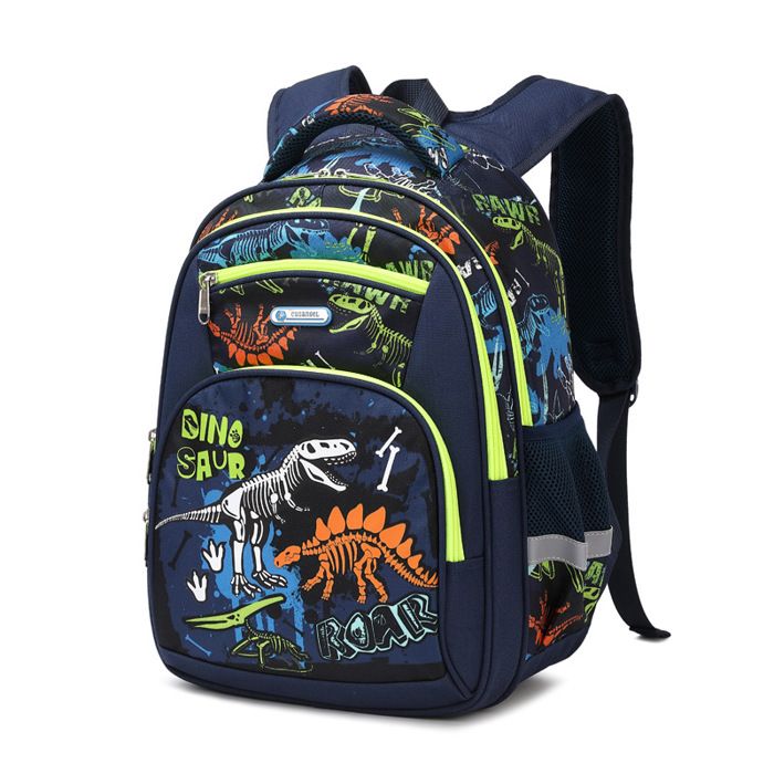 XJYDNCG Cartable Garçon PrimaireSac à Dos EnfantImprimé Dinosaure Imperméable42x33x18cm - Bleu Marine