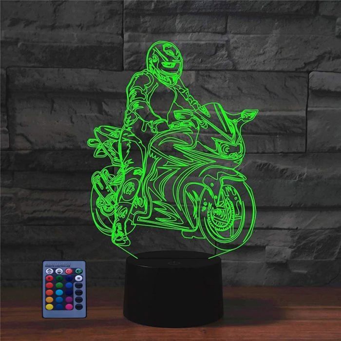 3D Moto LED Lampe Art Déco Lampe Lumières LED Décoration Lumière Télécommande Touch Control 7/16 Couleurs Alimenté par USB Enfants
