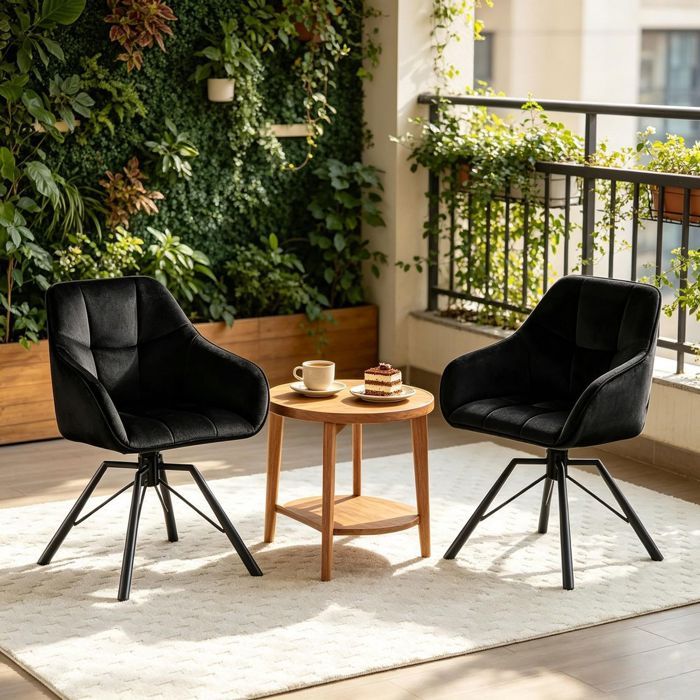Chaise de cuisine - SOGEU - Dossier souple - Assise large velours - Pivotante 360° - Lot de 2 métal