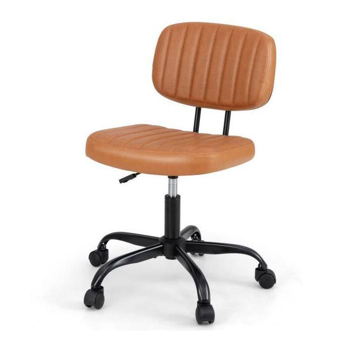 Revêtement PU chaise de bureau sans accoudoirs avec support lombaire en U hauteur réglable pour petit espace
