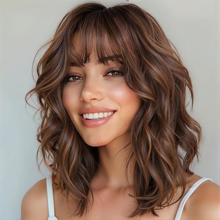 Perruque Blonde Femme Carré Avec Frange Bouclée Wigs For Women Ombré Blond/Mèches Ondulé Bouclé Pour Femmes Pour Une Utilisation