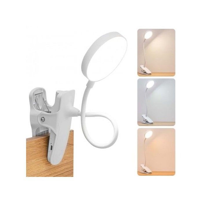 LED Lampe USB Tactile à Clip - 3 Modes dÉclairage Luminosité Réglable Protection des Yeux - Pour Bureau Lecture Chevet Étudi