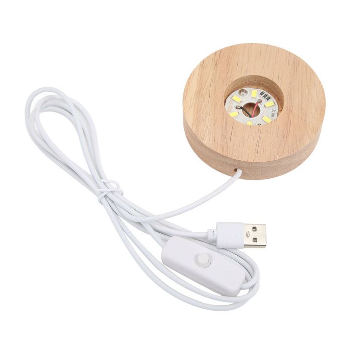 Socle lumineux LED rond en bois de chêne interface USB 2 cm dépaisseur lampe décorative lumineus ACCESSOIRES FABRICATION MAISON