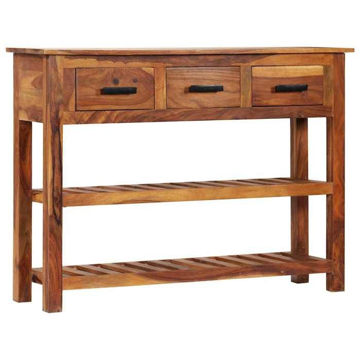 Brun Buffet avec 3 tiroirs 110x30x80 cm Bois dacacia massif - Meuble Rangement LV30150