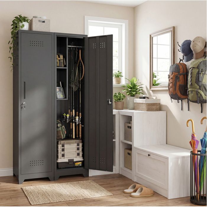 Armoire de rangement étroite en métal noir 40 x 40 x 165 cm