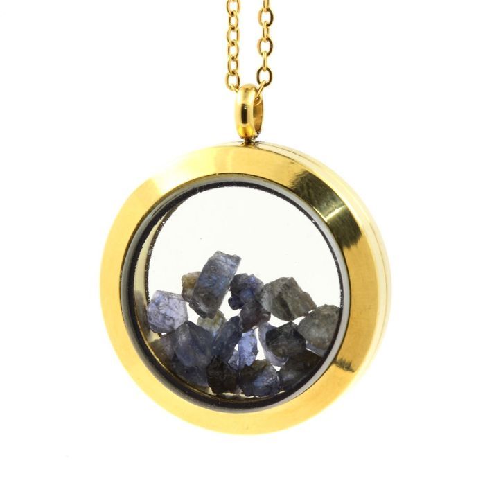 Collier Médaillon émeraude Brute 20 Mm - Monture Or, Bijou Neuf, Marque A Bijoux