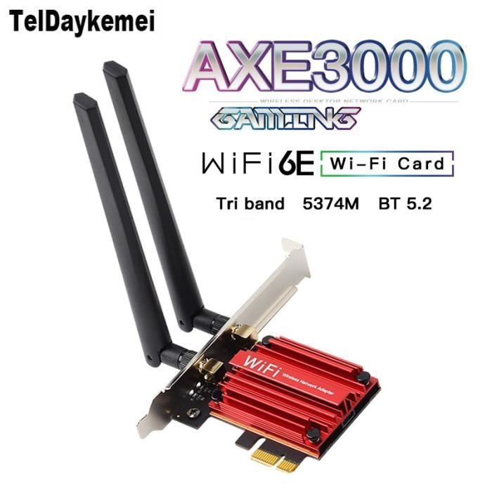 PCE-AX210 WiFi 6E - Wi Fi 6E Intel AX210 Tir Bande PCIE M.2 Adaptateur ...
