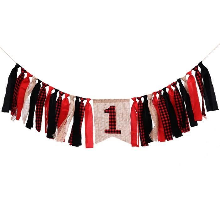 Banniere De Chaise Haute De Bucheron Pour Le 1er Anniversaire Theme De Camping Plaque De Buffle Bebe Garcon Premier Birt Ctuui Achat Vente Banderole Banniere Cdiscount