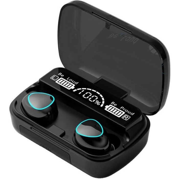 TWS Hi-Fi ÉCOUTEURS Stéréo M10- ÉCOUTEURS SANS FIL BLUETOOTH 5.1 STÉRÉO + BOITE DE CHARGE(NOIR)