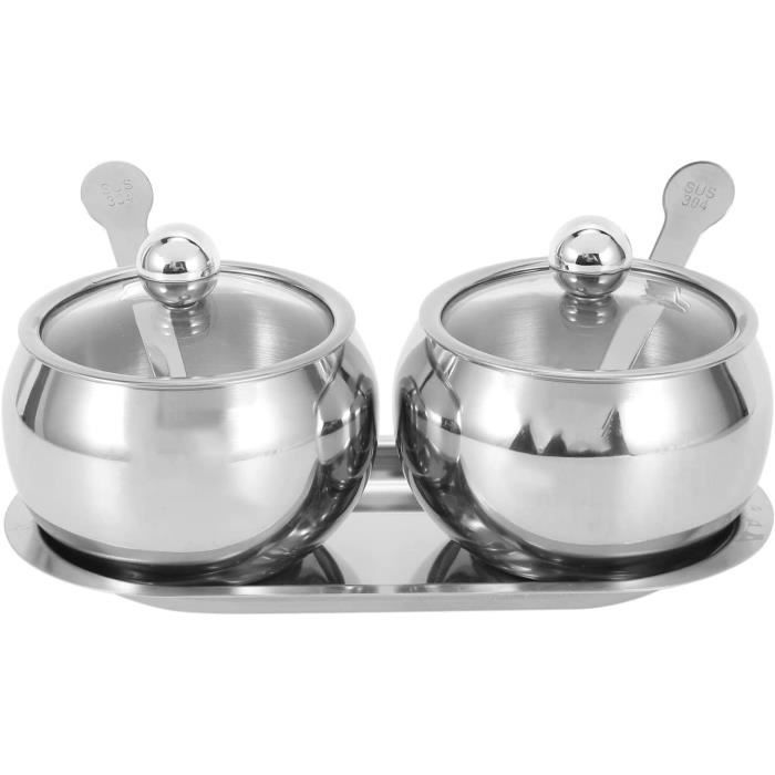 Petit Sucrier En Plaqué Argent Avec Sa Cuillère - Vintage