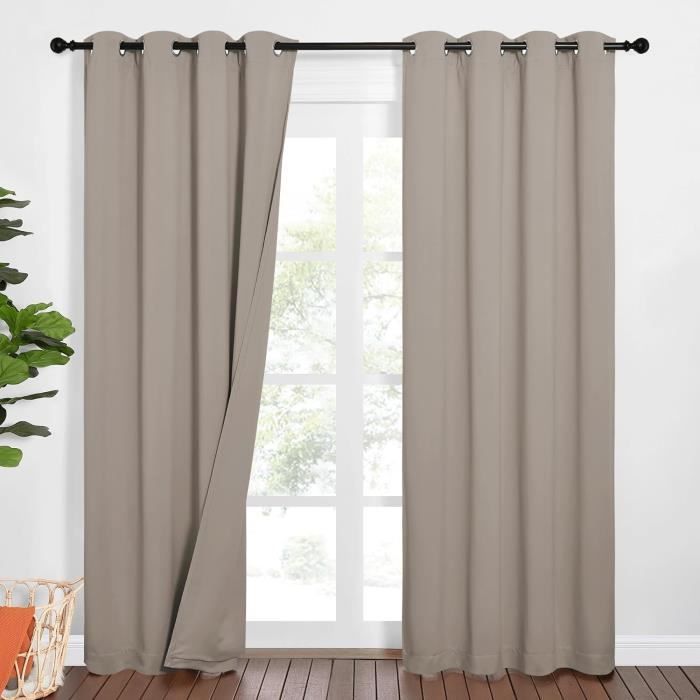 SK Studio Rideau Occultant Isolant Thermique, Rideaux à Oeillets Anti Froid Rideau Séparation De Pièce Anti Bruit Pour Salon Et Cuisine Gris, 86x203cm