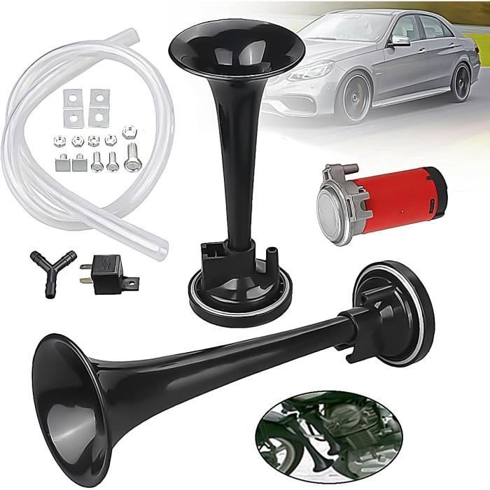 Klaxon à Air 150 DB Pour Voiture, Camion, Moto - 4 Tubes, Compresseur Inclus - Compatible 12V/24V - Installation Facile