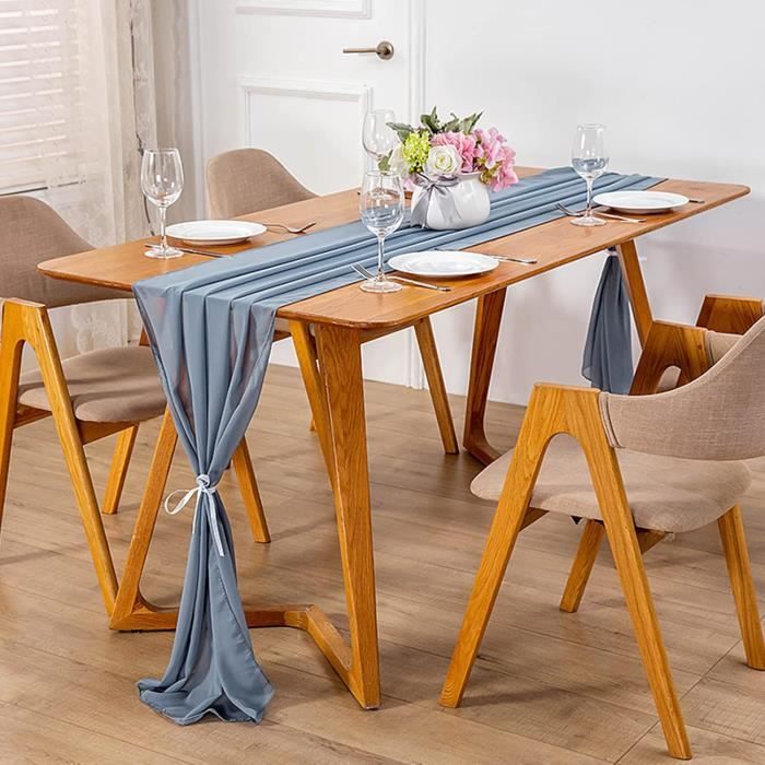 Lot De 2 Chemins De Table En Mousseline - 70x300 Cm - Blanc - Pour Mariage, Fête, Décoration De Table - Lavable En Machine - 3