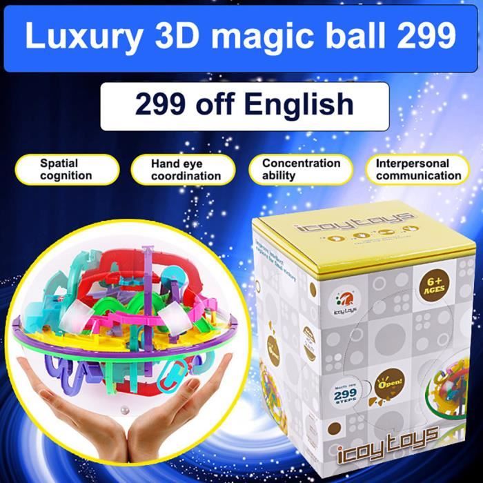 Puzzle Labyrinthe 3D – Boule Bleue 21x20,5x3,2 Cm – Défi Logique, Motricité Fine – ABS Durable – Jouet Voyage – Cadeau Dès 3 Ans