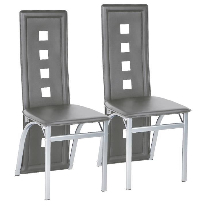 chaises salle à manger blanc - nuoweida - lot de 2 - simili - inox - confortable - hauteur d'assise 43 cm