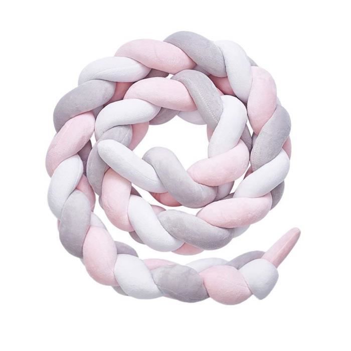 Marbeine Coussin Tress/é Pare-chocs Velours Protection B/éb/é 3M Tour de Lit Coussin Serpent Blanc+Gris+Bleu