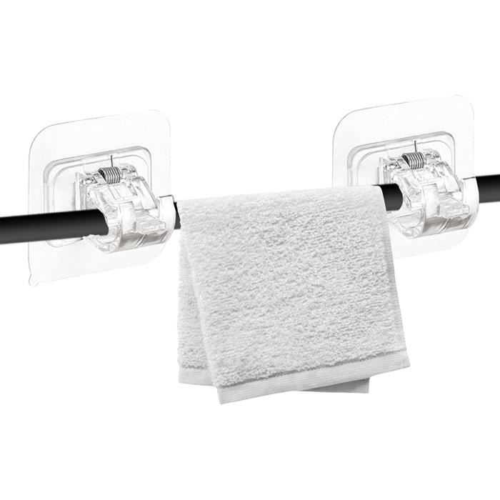 4 Supports De Tringle à Rideau Autocollants Sans Perçage - Transparents, Pour Plafond Ou Mur - Installation Facile Et Réversible - Amosfun - 4