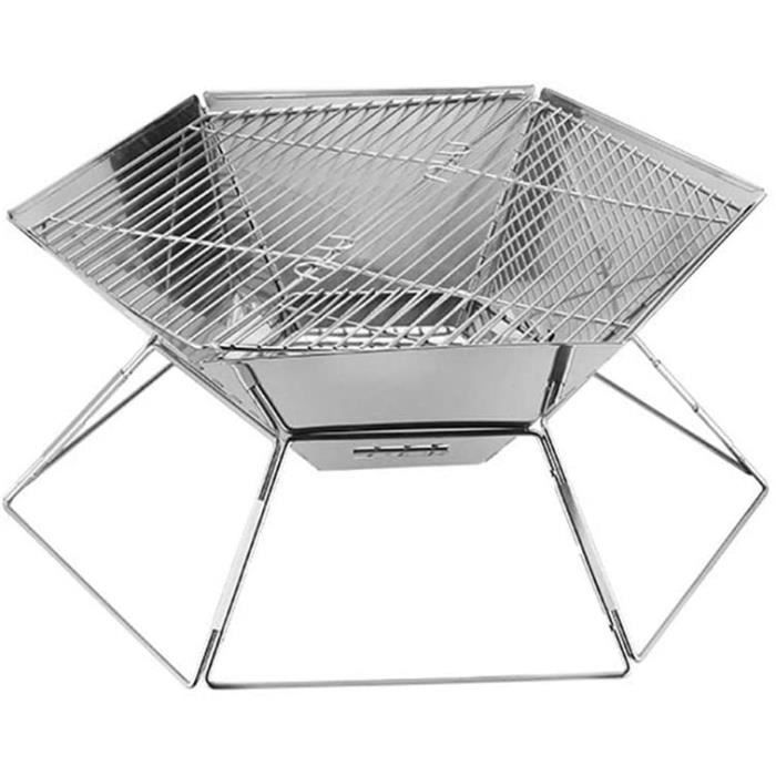 Support Poêle Camping Pliable - Trépied Réglable Acier Inoxydable - Pour Cartouche Fuel - Accessoire Barbecue