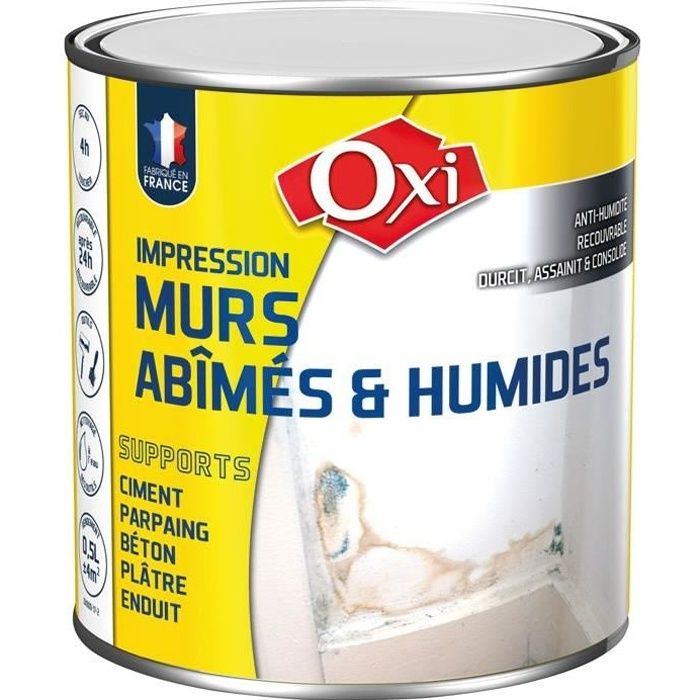Peinture mur abîmés et humide mat 0.5 L - blanc - Achat / Vente peinture -  vernis Ptr mur abîmés 0.5L Blc - Cdiscount