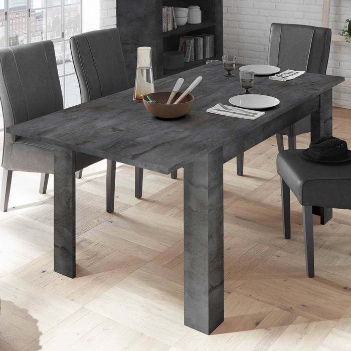 table 140 cm avec rallonge anthracite design dominos 5 l 185 x p 90 x h 79 cm gris cdiscount maison