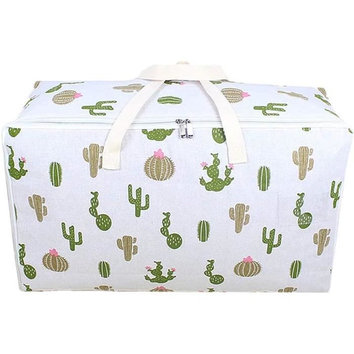 Lot De 3 Sacs De Rangement Cylindriques Pour Couette Et Vêtements - 40x40x80 Cm, étanches, Avec Cordon De Serrage, Motifs Décoratifs (Cactus, Cerf, Fleur)