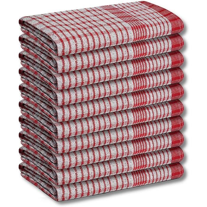 Lot De 10 Torchons De Cuisine Wonderdry - Coton Absorbant - Séchage Rapide - Lavable Machine - Couleur Gris
