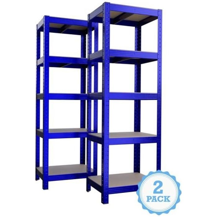 Étagère De Rangement BLUMIE 180x60x40 Cm - 5 Niveaux - Charge Max 500 Kg - Garage Atelier - Gris