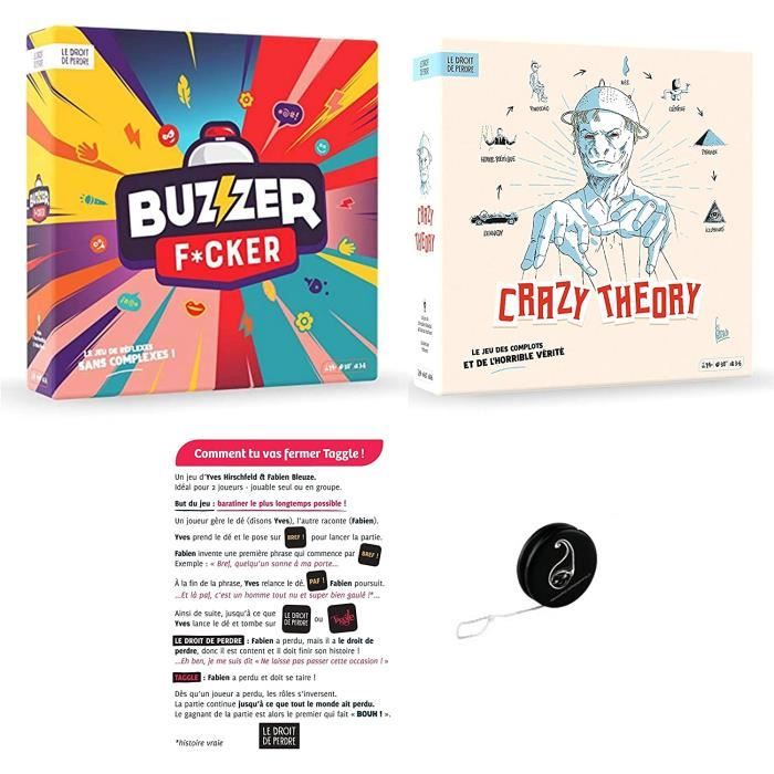 Blumie Shop Lot de 3 Jeux Buzzer F*CKER + Crazy Theory + Comment tu Vas  Fermer Taggle + 1 Yoyo - Cdiscount Instruments de musique
